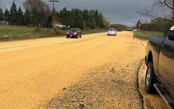 Corn Spill Closes Routes 5 & 20