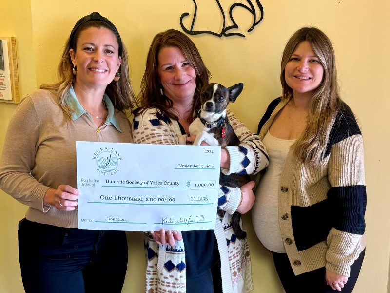 Keuka Wine Trail Donates $1K to Humane Society of Yates County