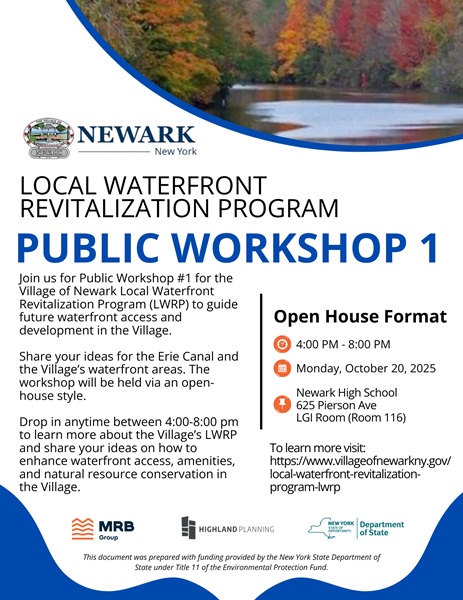 Village of Newark Local Waterfront Revitalization Planning Process Underway, Seeking Public Input