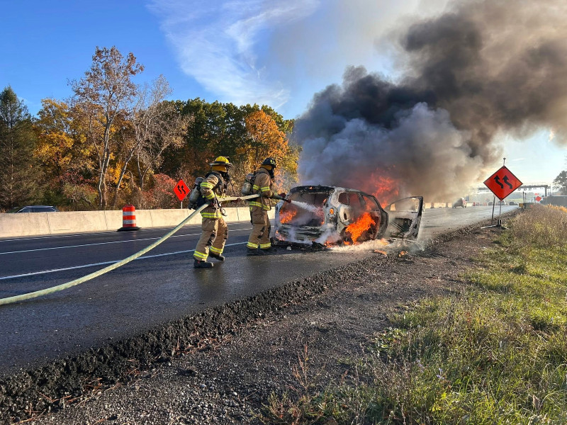 Car Catches on Fire on Thruway in Ontario County