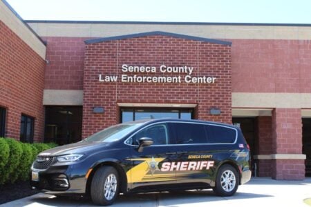 Seneca County Sheriff vehicle parked in front of the Seneca County Law Enforcement Center.