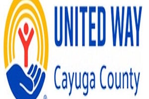 United Way of Cayuga County logo with the iconic hand, person, and rainbow graphic.