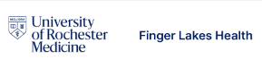 Logos for University of Rochester Medicine and Finger Lakes Health side-by-side.