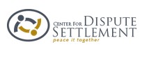 Logo for the Center for Dispute Settlement, featuring three figures in a circle and the tagline 'peace it together'.