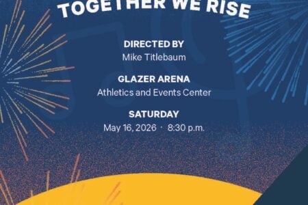 Poster advertising Ithaca College's Commencement Eve Concert: Together We Rise on May 16, 2026, at Glazer Arena.