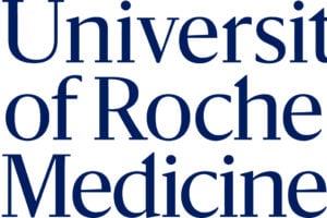 University of Rochester Medicine logo featuring a blue shield with MELIORA, a book, lyre, and caduceus.
