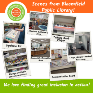 Bloomfield Public Library showcases six accessible and inclusive features, including a dyslexia kit and gender-neutral restroom.