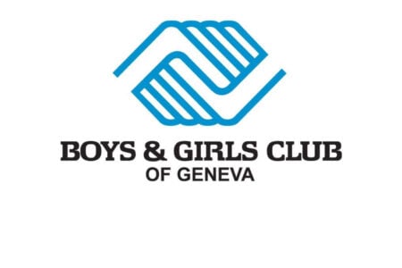 Boys & Girls Club of Geneva logo featuring a blue graphic of clasped hands above the organization's name in black text.