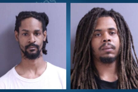 Two men with dreadlocks and facial hair in separate police booking photos.