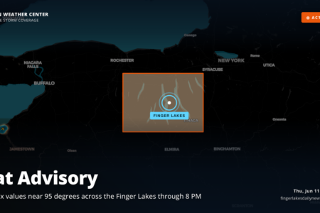 Weather forecast for the Finger Lakes: Heat Advisory Covers the Finger Lakes Through 8 PM Tonight