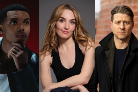 Three headshots: A Black man with hand on chin, a blonde woman smiling, and a man in a dark coat, against varied backgrounds.
