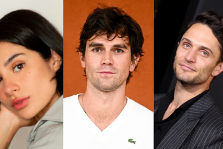 Portraits of Isabella Gomez, KJ Apa, and Julian Morris side-by-side against varying backgrounds.