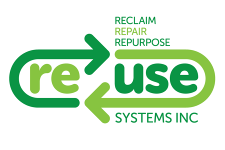ReUse Systems Inc. logo: green 're use' text with arrows forming a cycle, plus 'Reclaim, Repair, Repurpose'.