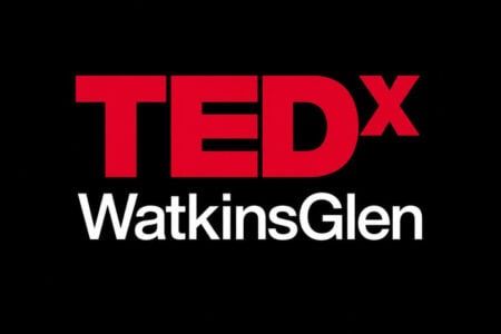 Official TEDx Watkins Glen logo displayed in red and white text on a solid black background.